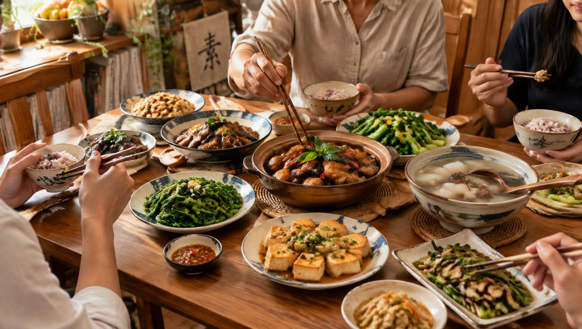 一桌溫暖的台灣家常素食